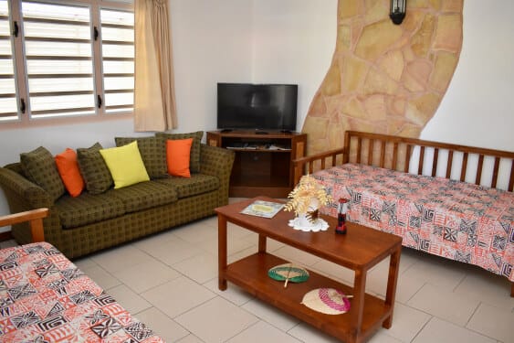 Spacious lounge with TV
